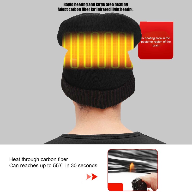 USB Rechargeable Heating Hat Winter Outdoor Warm Fast Heating Breathable