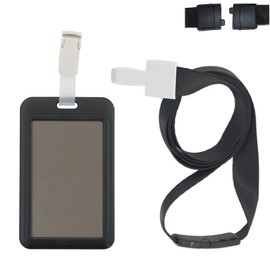 RedBee ID Card Holder with Safety Breakaway Lanyard for Neck and Crocodile Clips, Slide Open Design, Dust-Proof Vertical