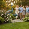 giole Metal Crane Garden Statue for Outside with Leaf Tray