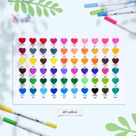 Ohuhu Rotuladores de acuarela de 60 colores, rotuladores de doble arte, rotuladores de punta fina, rotuladores de punta fina, rotuladores a base de agua, para caligrafía, dibujo, cuaderno de colorear