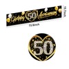 Happy 50th Wedding Anniversary Banner Decorations, Black Gold 50th Anniversary