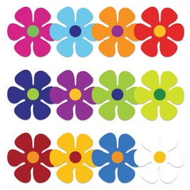 Pack 12 Pcs Colorful Flower Wall Sticker for Girls Room Kids Bedroom Classroom Playroom Frigdes Cute Stickers Waterproof Decals Home Accessories School Supplies Party Decorations
