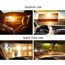 iJDMTOY 12x5-Inch 2-in-1 Polarized Sun Visor Extender w/Dark Tinted & Yellow Lenses, Universal Clamp Fit, Anti-Glare Day & Night UV Protection Compatible with Car Truck SUV Van RV