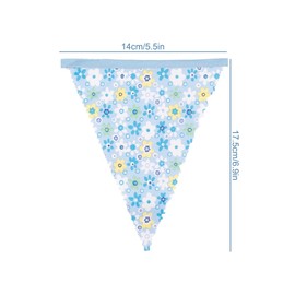 GLADFRESIT 40 Feet Floral Fabric Bunting Banner - 42Pcs Floral Pennants Triangle Vintage Bunting Flag Garland for Wedding Garden Baby Shower Party Decoration（Blue）
