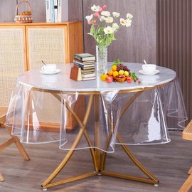 Clear PVC Table Protector, Clear Table Cover, Transparent Protect PE Tablecloths Protector Waterproof Oil-Proof, Rectangle Transparent Tablcloth for Indoor Outdoor (Round-180cm)