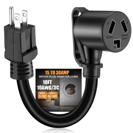 Tellegloww NEMA 5-15P to 10-30R 15Amp Dryer Adapter Cord Female Power Adapter with Handle 15 Amp 3 Prong Female Receptacle ONLY for 120V Device EV Power Cord, 12Inch, STW 10 Gauge, ETL Listed