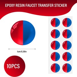 UEIOAVL Wandtattoos & -bilder, 10 Stück selbstklebende Etiketten für heißes und kaltes Wasser runde Aufkleber Durchmesser 10 mm geeignet für Badezimmer und Küche (links rot/rechts blau)