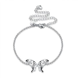 Goldenchen Fashion Jewelry 925 Sterling Silver Butterfly Wings Adjustable Chain Anklet