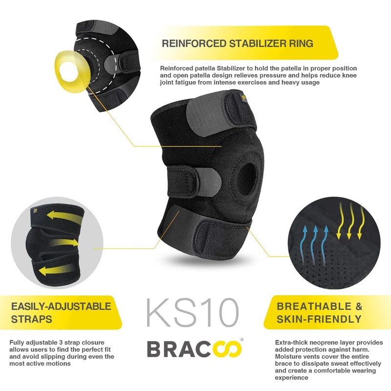 Bracoo Knee Support Brace for Men Women, Adjustable Compression Sleeve