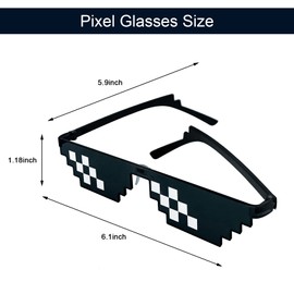 2 Pcs Thug Life Glasses Pixel Sunglasses for Party, Deal with it Glasses Bachelor Party Decor Funny Sunglasses Cool Meme Glasses for Photo Props, MLG Glasses for Men and Women Festival Rave Gear