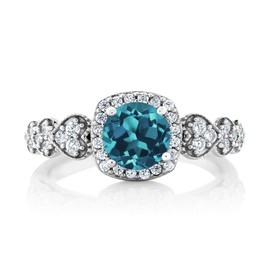 Gem Stone King 6MM Round Cut Gemstone Birthstone Engagement Anniversary Ring For Women | 925 Sterling Silver | Wedding Promise Ring For Women | Available In Size 5, 6, 7, 8, 9