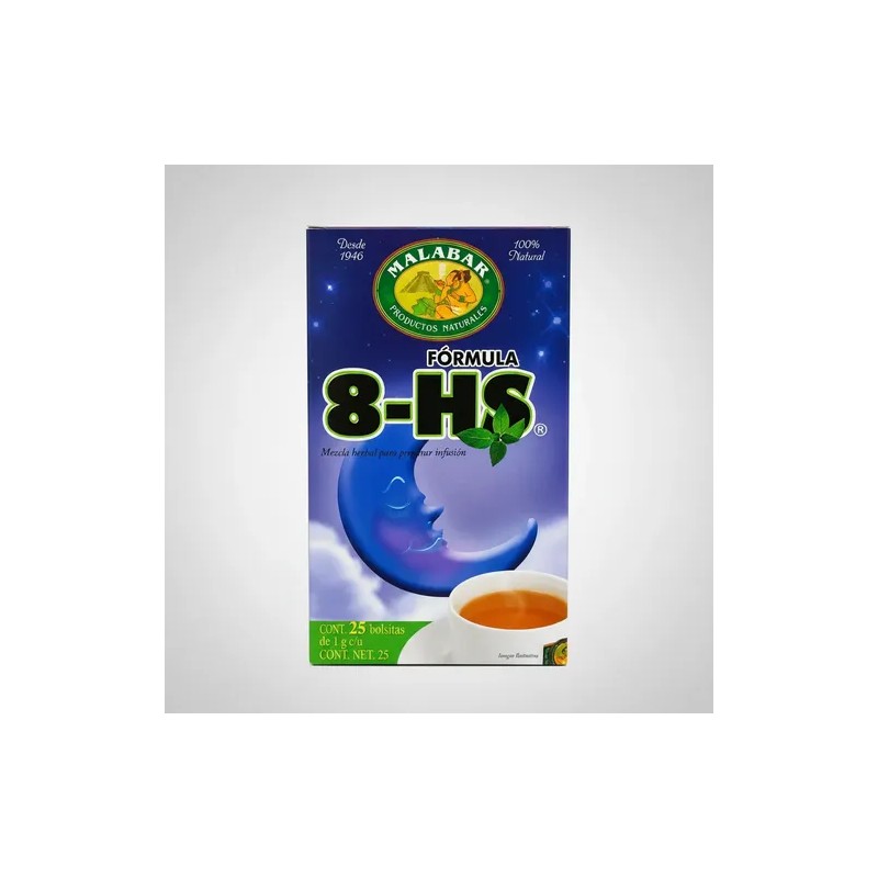 Té Malabar Fórmula 8-hs Mezcla Herbal Natural 25 Sobres