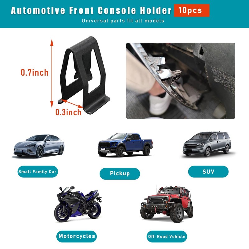 10 PCS Dashboard Trim Clips, Metal Car Front Console Dash