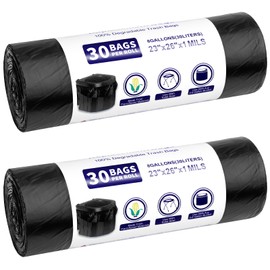 60 Pieces Toilet Bags Black Set 30L Biodegradable Camping Toilet Bag Camping Toilet Bag Waterproof Separation Toilet Accessories Organic Waste Bag for Mobile Toilets Hiking Travel Kitchen