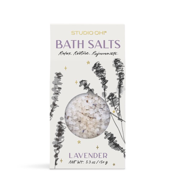 Scented Bath Salts - Comforting Bath Soak - 5.3 Ounces - Birthday Gifts for Women - Lavender by Studio Oh!