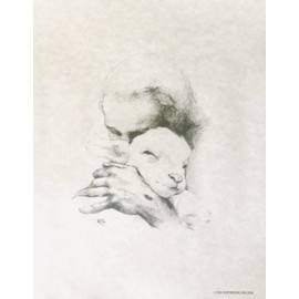 Jesus and the Lamb Print 11x14 on Parchment