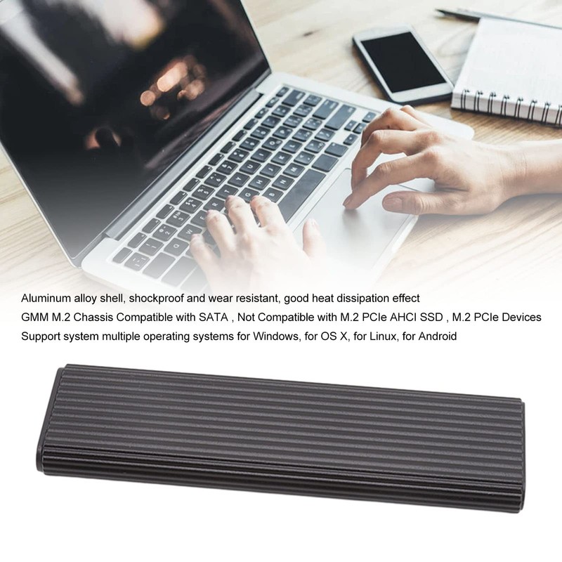 Aluminum M.2 NVME SATA SSD Enclosure Adapter, USB3.1(440+ MB) M.2
