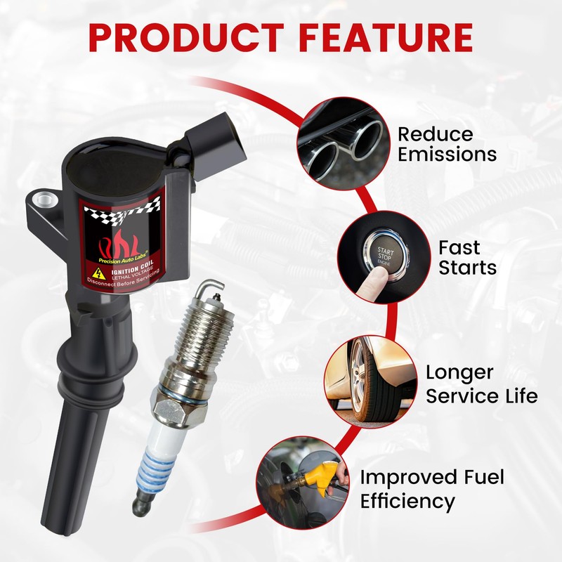 Pindex 8 Pack DG508+SP479 Ignition Coils and Spark Plugs Coil