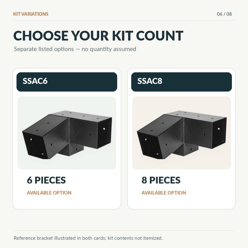 4x4 Pergola Bracket Kit, Carbon Steel 3-Way Slanted Connectors for