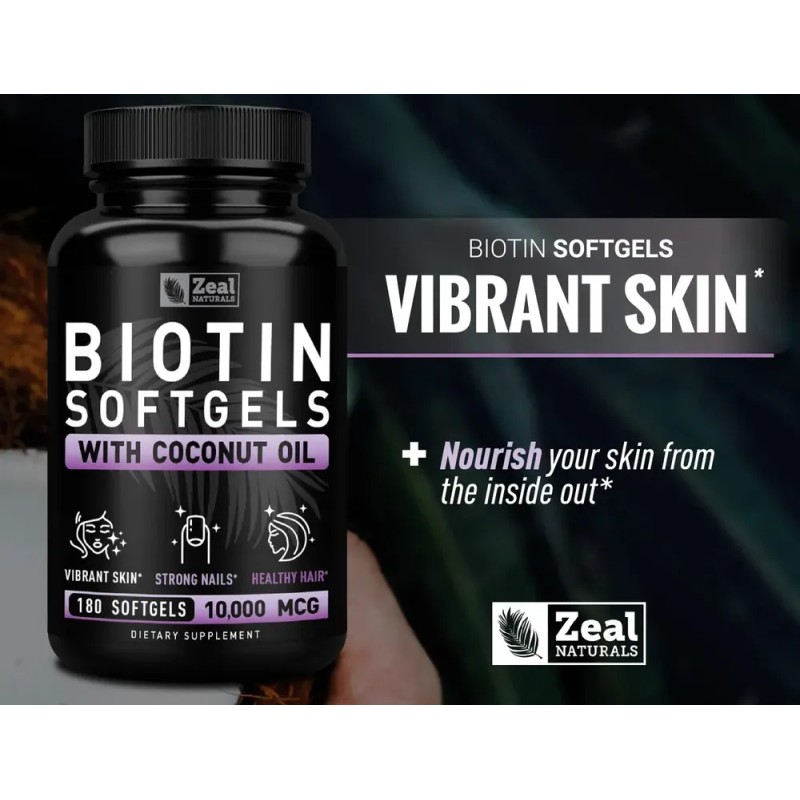 Zeal Naturals Biotin 10000mcg Para Cabello 180 Caps