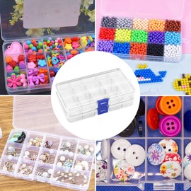 Oulesvte Pack of 2 Plastic Sorting Boxes, Sorting Box for Small Items, Transparent Sorting Box with 15 Compartments, Adjustable, Hanging Hole for Storing Screws, Earrings, Beads, Office Supplies