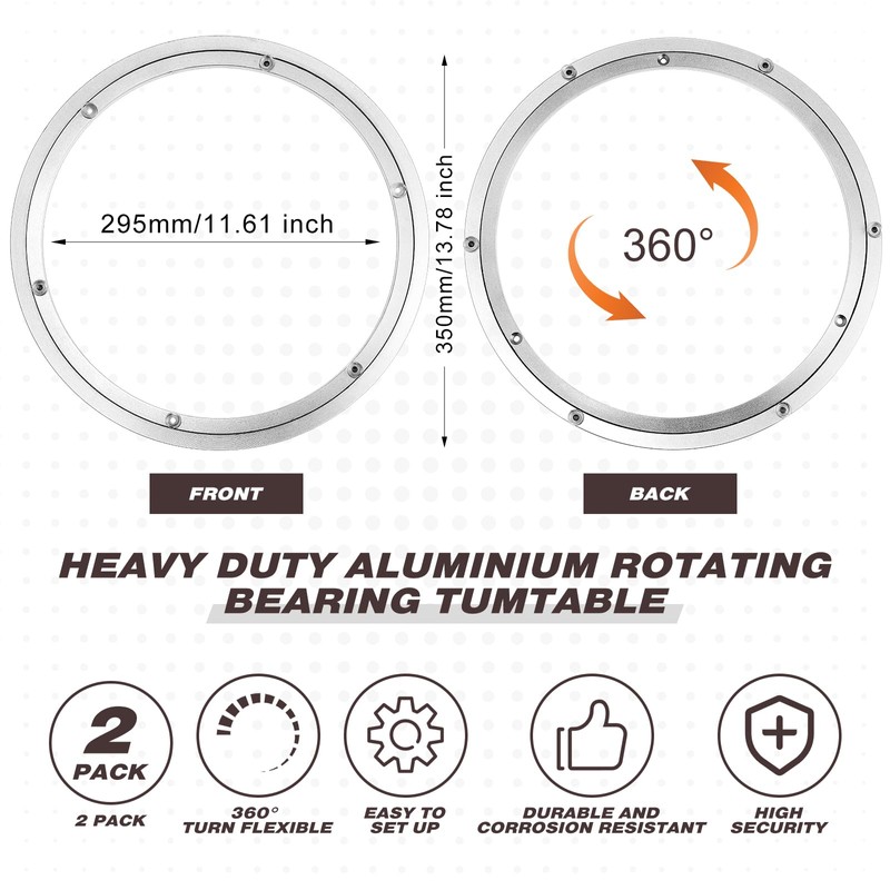 JaGely 2 Pack 14 Inch Lazy Susan Hardware Aluminum Alloy