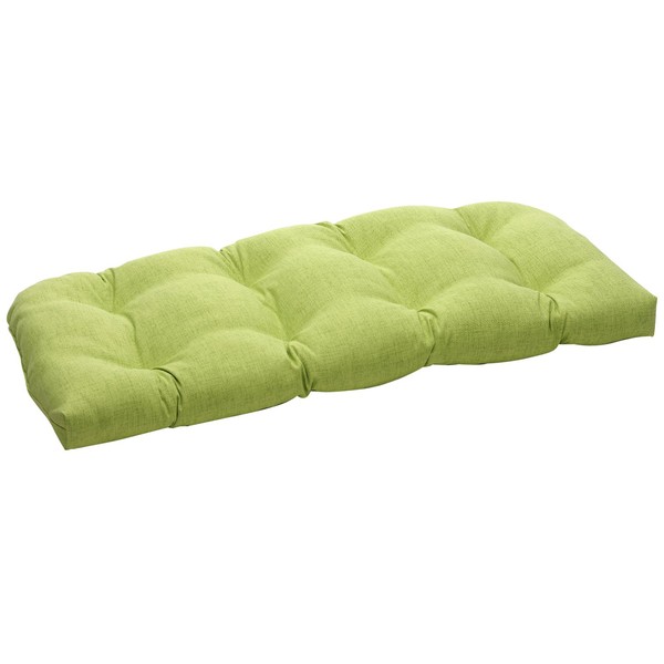 Pillow Perfect 451725 Outdoor/Indoor Baja Linen Lime Tufted Loveseat Cushion,