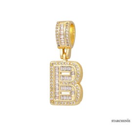 STARCHENIE 14K Gold Plated Diamond Initials Necklaces, Alphabet Pendant Letter A to Z Necklaces for Women man with Gift Box | Adjustable Chain, Minimalist, Tiny Dainty Alphabet Choker Necklaces:_B