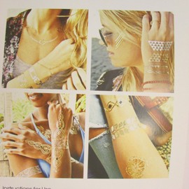 Yasi Metallic Boho Chains Fake Body Art Temporary Tattoo Sticker Gold Silver Black