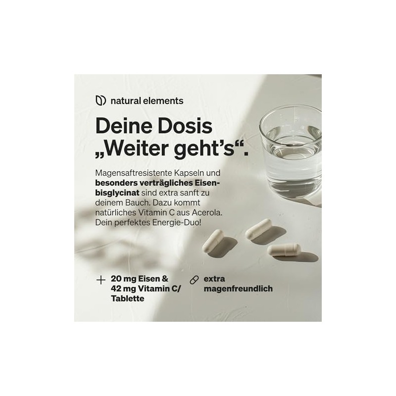 natural elements Iron 20 mg (from iron bisglycinate) per capsule