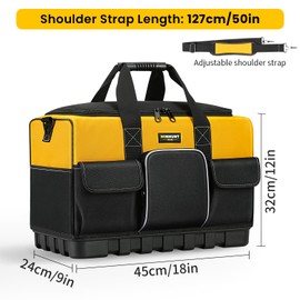 WINHUNT Tool Bag, 18-inch Tool Organisers, 600 Denier Large Tool Bag for Home DIY & Equipment Storage, Yellow and Black (46cm/18inch)