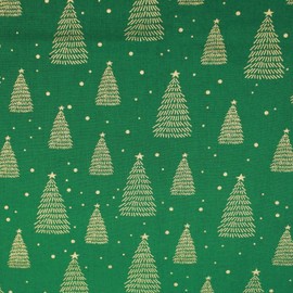 The Fabric Guys Christmas Quilting Cotton Prints Gold Foil Premium Quality Tree Festive Star 112cm Wide Snowflake Patchwork Sewing Crafting Decoration DIY (Christmas Tree Green)
