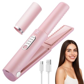 Cordless Hair Straightener-JMFONE Travel Flat Iron,USB-C Rechargeable Mini Hair Straightener for Thin Hair, Bangs & Edges-3 Temp Settings,Dual Voltage,50 Min Use