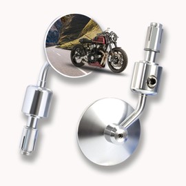 Vintage Adjustable Motorcycle Bar End Mirror,Rear View Side Mirrors CNC Convex Glass Suitable for 22mm Handlebars (Chrome)