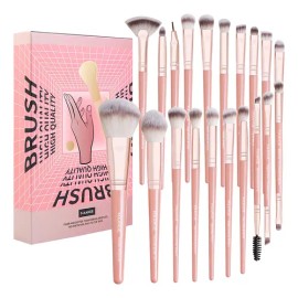 Brochas De Maquillaje Kit 20 Pcs Para Maquillaje Profesional Rosa                                                                                     