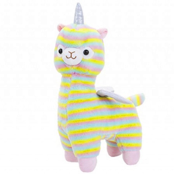 Bargain Gateway Llama Love Striped Pastel 35cm Plush Llamicorn
