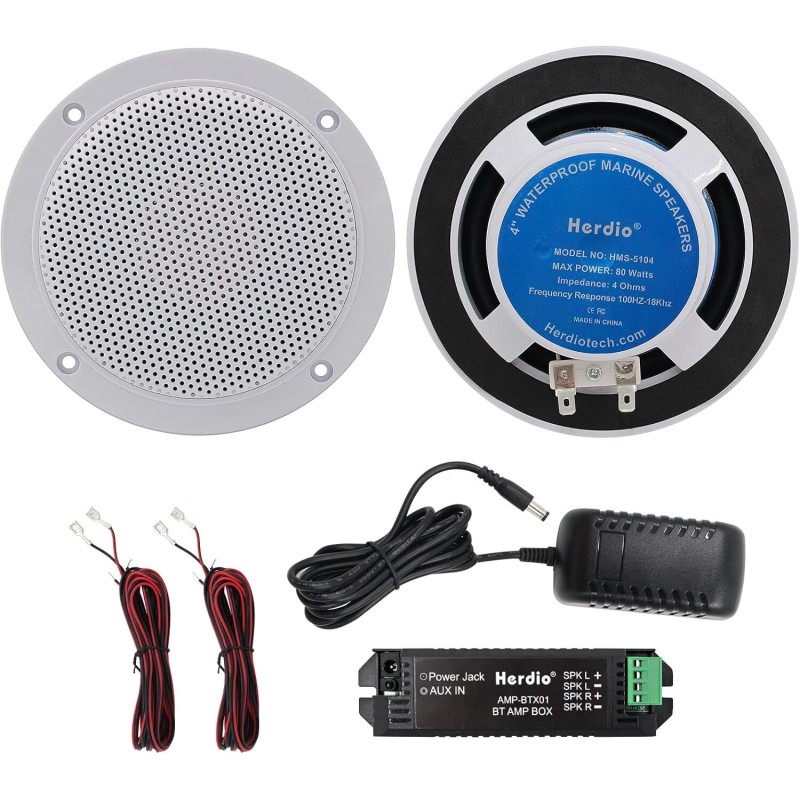 Herdio 4Inch 160W Marine Boat Car Ceiling Speaker Waterproof Bluetooth