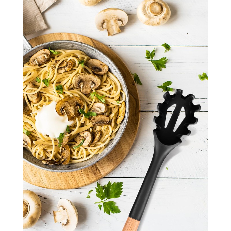 Silicone Pasta Fork, Kitchen Heat Resistant Noodle Spoon Server, BPA