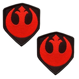 Antrix 2 Pieces Rebel Alliance Movie Patch Hook and Looped Full Embroidered Rebel Alliance Shield Applique Patch for Jackets Jeans Jersey Pants Bags Backpack Vest - Red