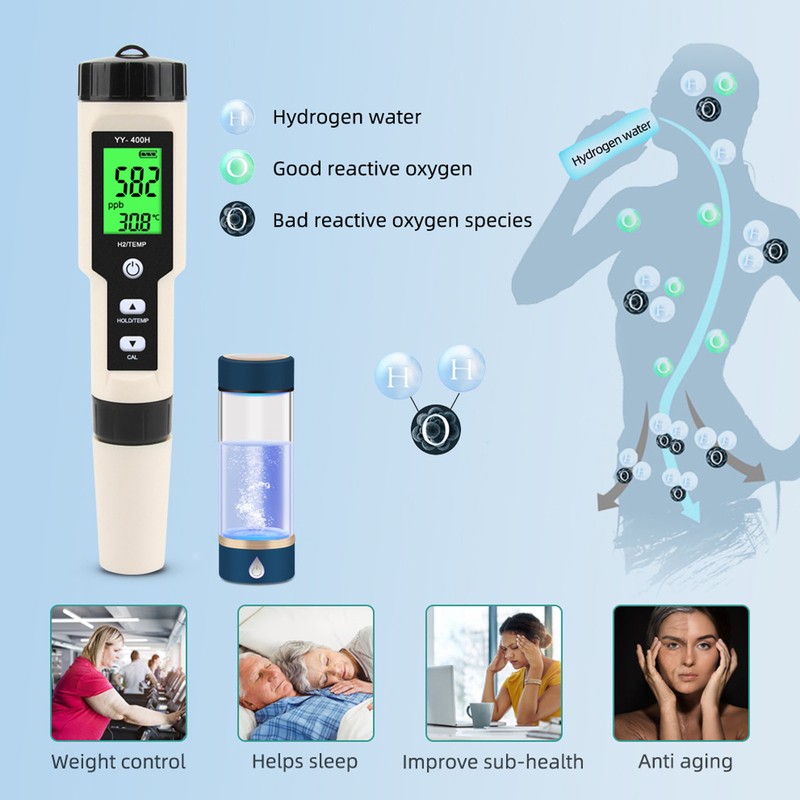 Water Tester 2 in 1 Detachable Probe Design ABS LCD