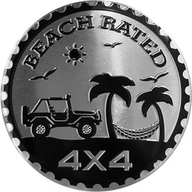 Beach Badge Rated Car Emblem,4 x 4 Metal Automotive Badge 3D Metal Car Badges Emblems Round Emblem Decals Car Badge Decals Stickers Compatible with for Jeep Wrangler Vehicles Trucks SUV,Emblems
