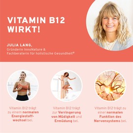 InnoNature Vitamin B12 Capsules, 250 μg Natural from Chlorella Vulgaris Algae, 90 Capsules, 250 µg Methylcobalamin per Capsule, Gluten-Free, Vegan, Vegetable Based