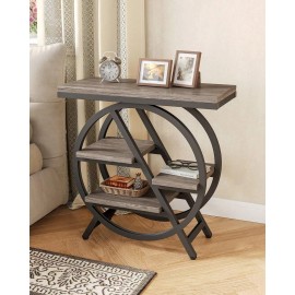 LITTLE TREE 4-Tier End Table For Living Room, Narrow Side Table With Storage, Wo - Grey, 1 pc