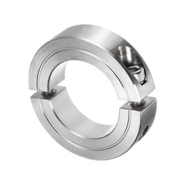 sourcing map Double Split Clamp-On Shaft Collar for 1-3/8" Shaft, Two-Piece Clamping Collar, 2-1/4" OD, 9/16" Width, 304 Stainless Steel Axle Collar Clamp, Set Screw Style