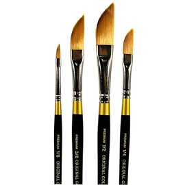 KINGART Original Gold 9800-1/4 Dagger Striper Brush Set Premium Golden Taklon Multimedia Artist Brushes, Painting Tools for Oil, Acrylic & Watercolor
