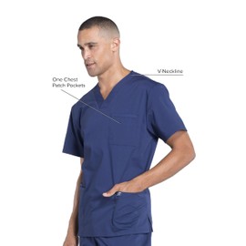 Cherokee Cherokee Scrubs for Men Workwear Professionals V-Neck Four-Pocket Scrub Top WW695, L, Navy
