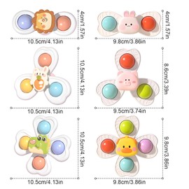 Saugnapf Spielzeug Baby，Suuwwn 6 Stück Spielzeug ab 3 Monate Sicheres Badewannenspielzeug Sensorik Baby-Badespielzeug mit Saugnapf