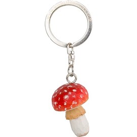 WILDLIFEGARDEN WG4708 Key Chain Toadstool - Hand Carved Wooden Key Chain, red