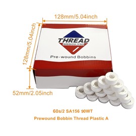 Sissewpro144pcs Prewound Bobbins White, Size A SA156 Class 15 Embroidery Bobbin Thread, Soft Polyester Sewing Machine Bobbin for Brother Singer Janome Babylock Embroidery & Sewing Machines
