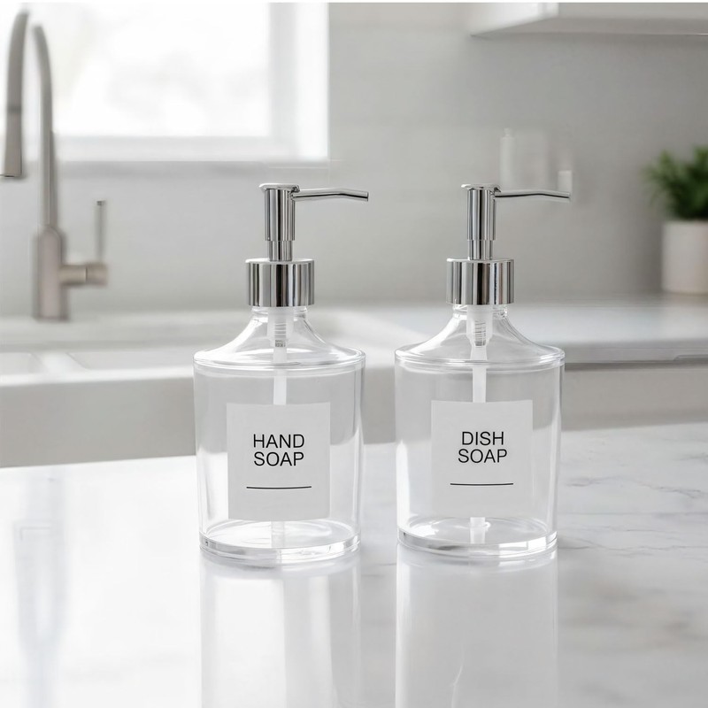 Clear Acrylic Soap Dispensers Set with Rust Proof Pumps and